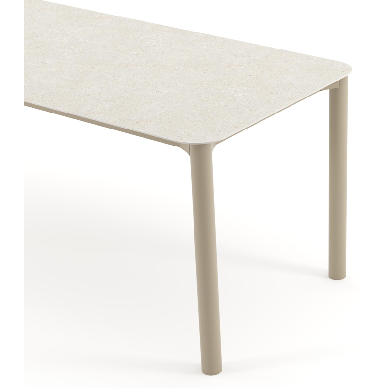 Orso tuintafel rechthoekig afgerond in beige aluminium en volkeramiek Shilin - L 200 x B 80 x H 74.5 cm