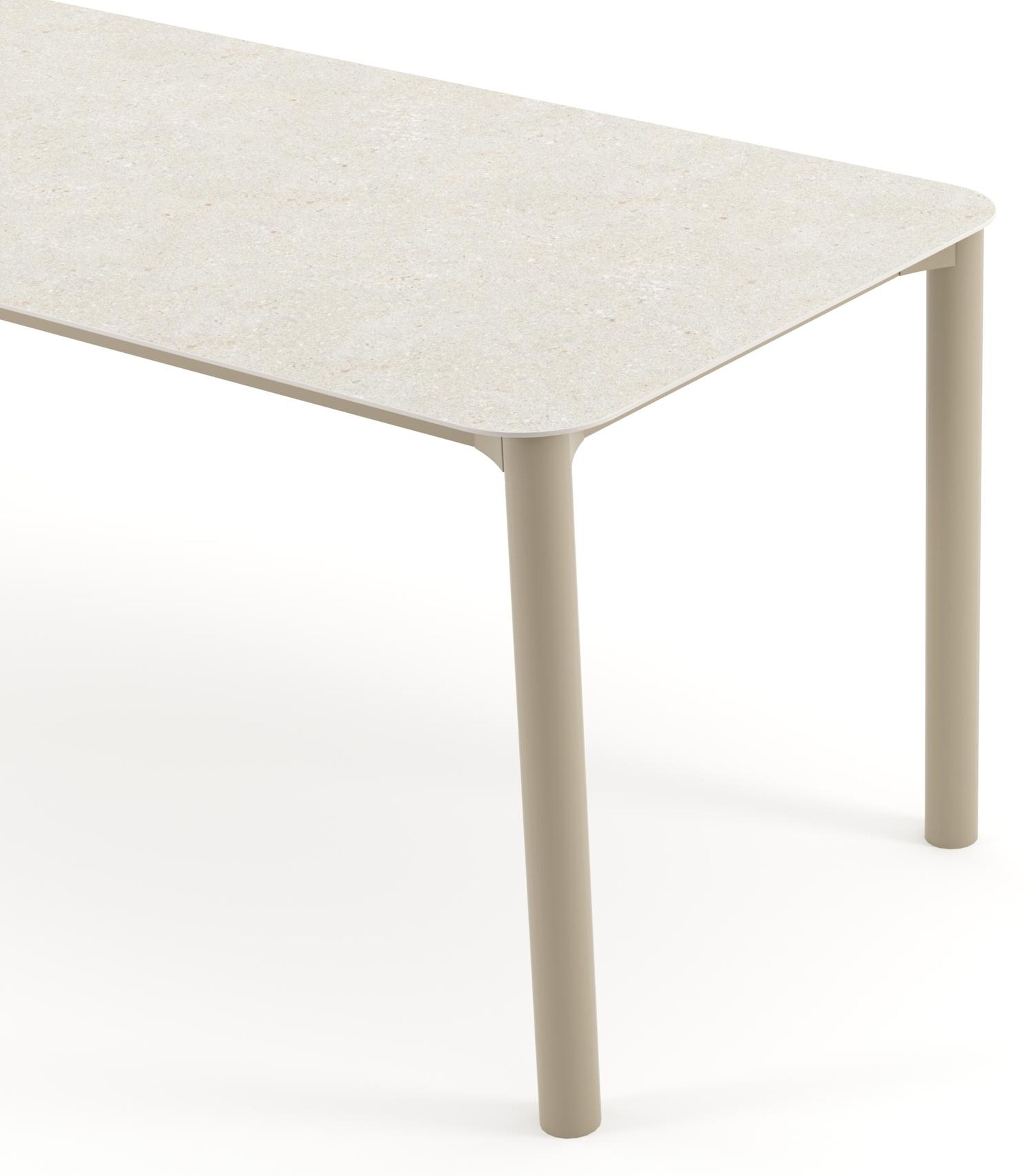 Orso tuintafel rechthoekig afgerond in beige aluminium en volkeramiek Shilin - L 200 x B 80 x H 74.5 cm