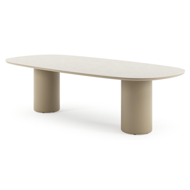 Amico tuintafel bombo in beige aluminium en volkeramiek Shilin - L 270 x B 125 x H 73.5 cm