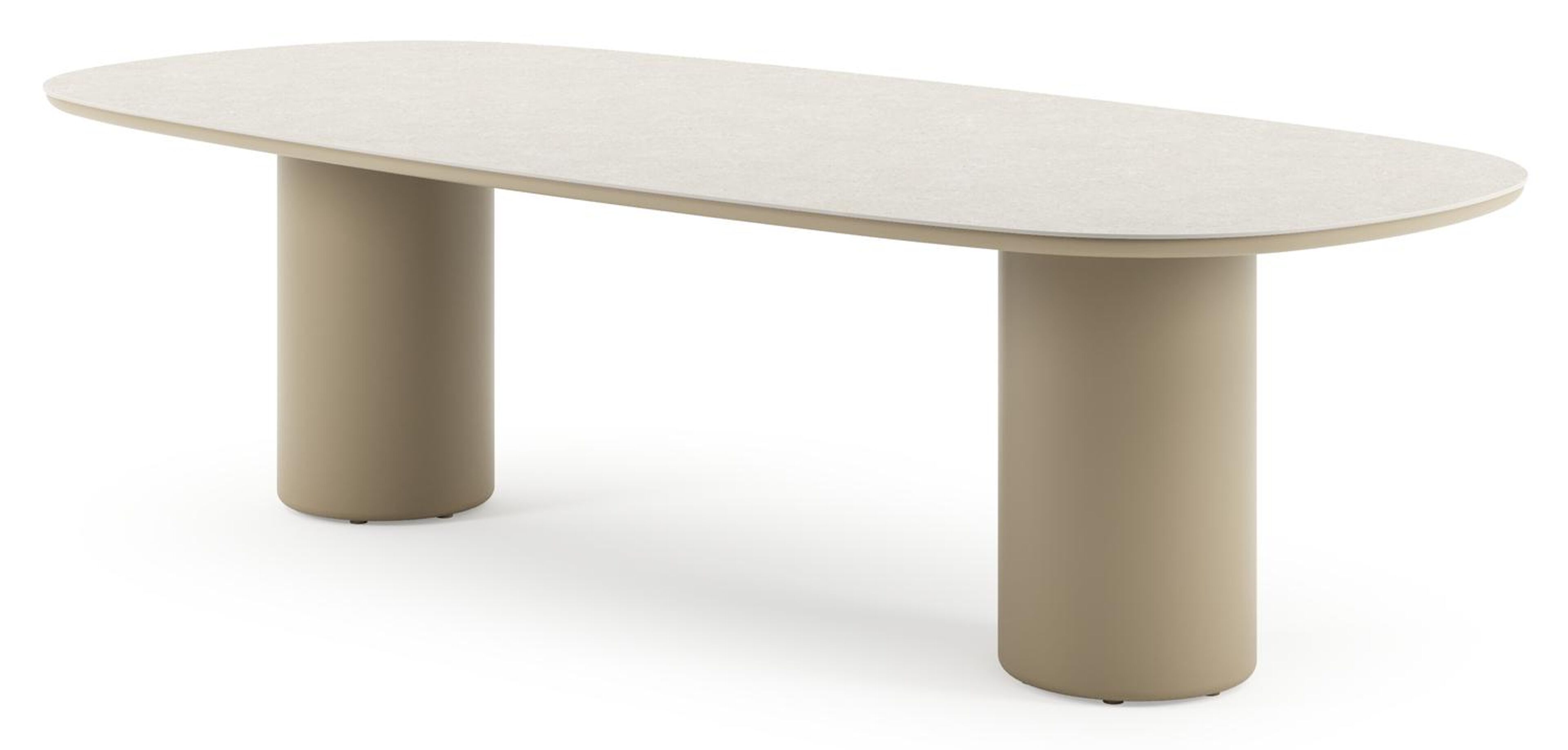 Amico tuintafel bombo in beige aluminium en volkeramiek Shilin - L 270 x B 125 x H 73.5 cm