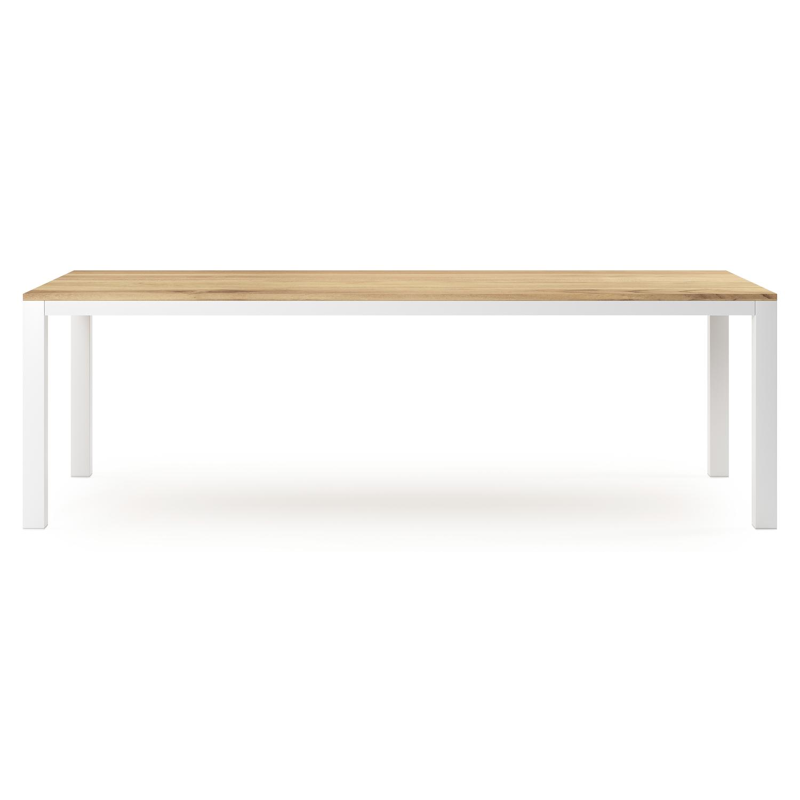 Capri tuintafel in wit aluminium en teak - L 240 x B 100 x H 75,5 cm