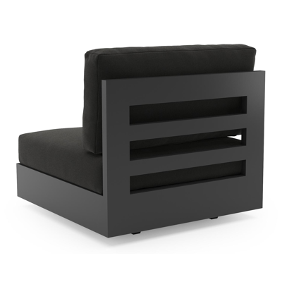 Como loungestoel in zwart aluminium met natte sooty all weather sunbrella® luxe kussen