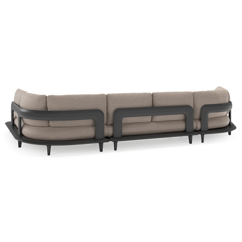 Bomero loungehoek in zwart aluminium met wander manioc all weather sunbrella® luxe kussen