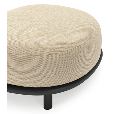 Lupino poef in zwart aluminium met althea camel all weather cosytica kussen
