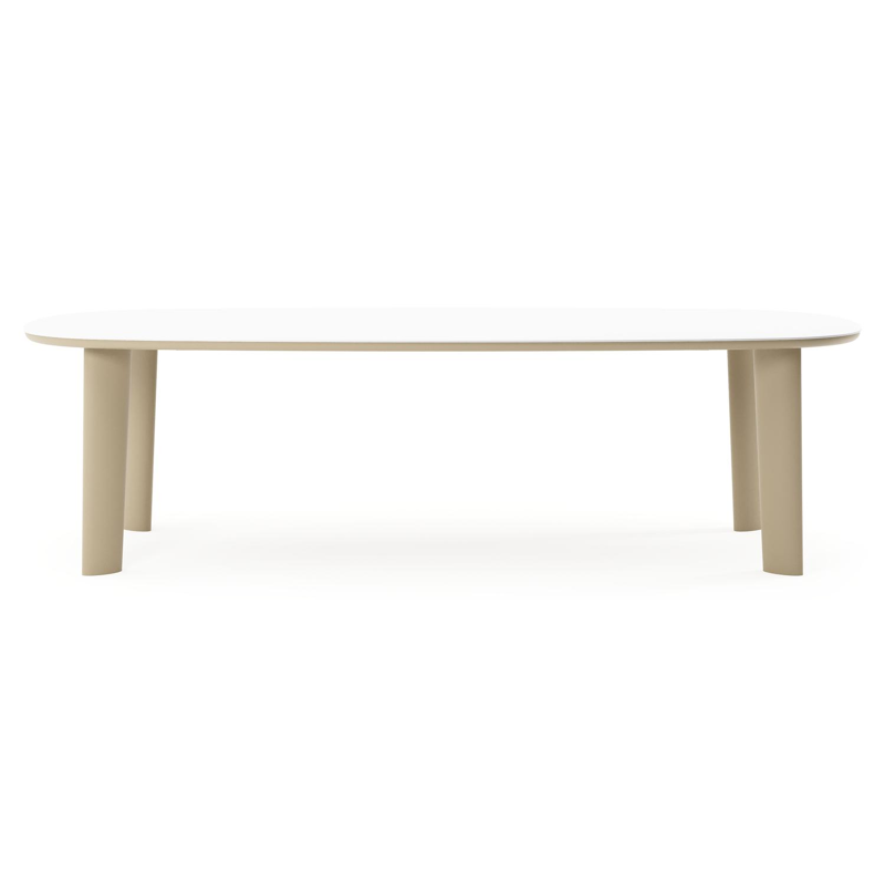 Amico tuintafel bombo in beige aluminium en volkeramiek Arctic White - L 270 x B 125 x H 73.5 cm