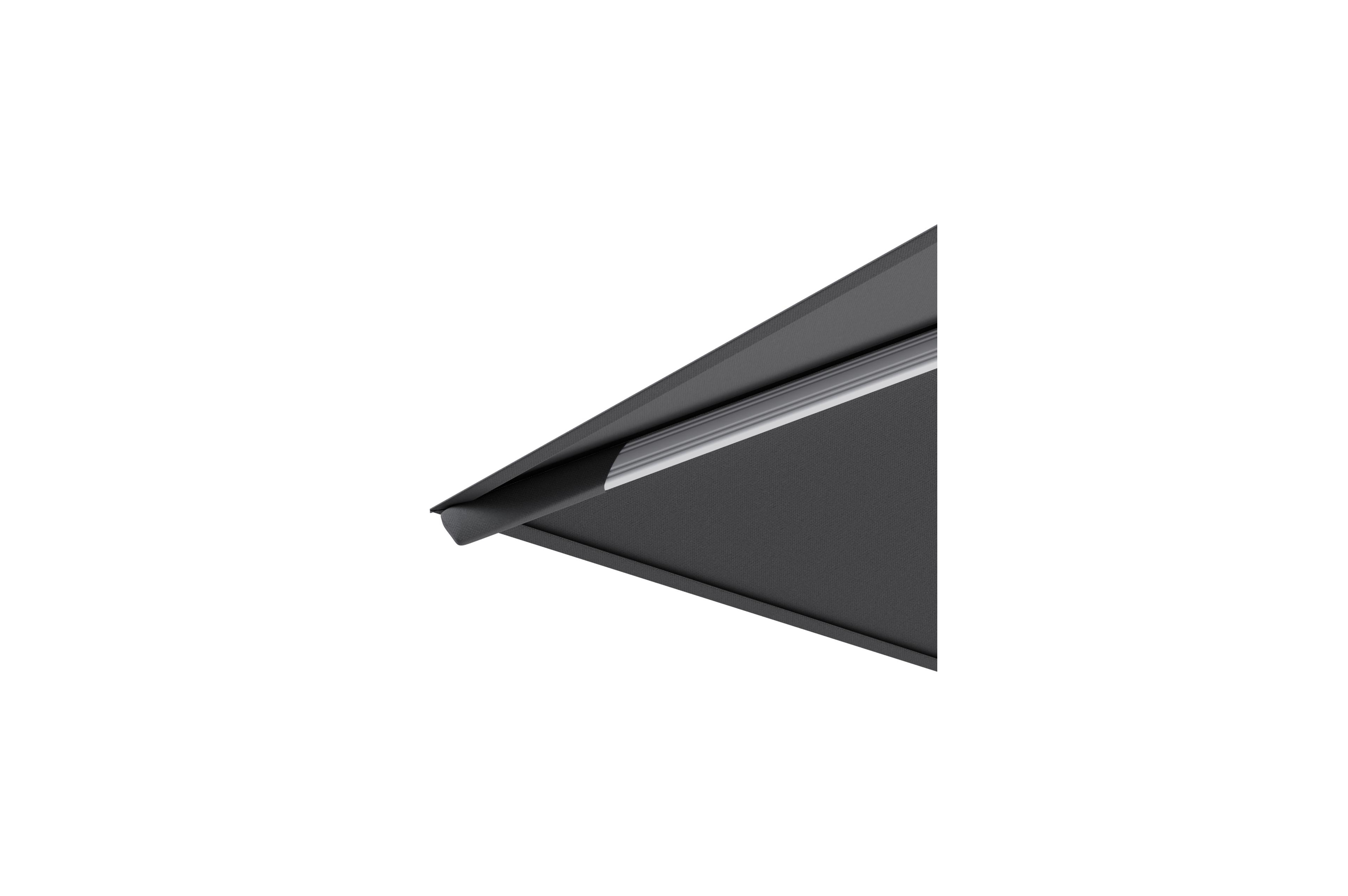 Rufina zweefparasol met tiltfunctie in wit aluminium met natte charcoal chine all weather sunbrella® luxe parasoldoek - L1 300 x L2 300 cm (zonder voet)