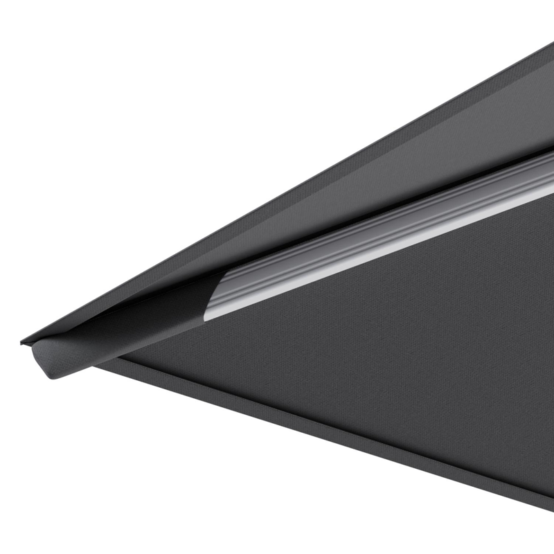 Parasol pendant Rufina avec fonction tilt en aluminium blanc avec toile de parasol en all weather sunbrella® luxe natte charcoal chine - Larg1 300 x Larg2 300 cm (sans pied de parasol)