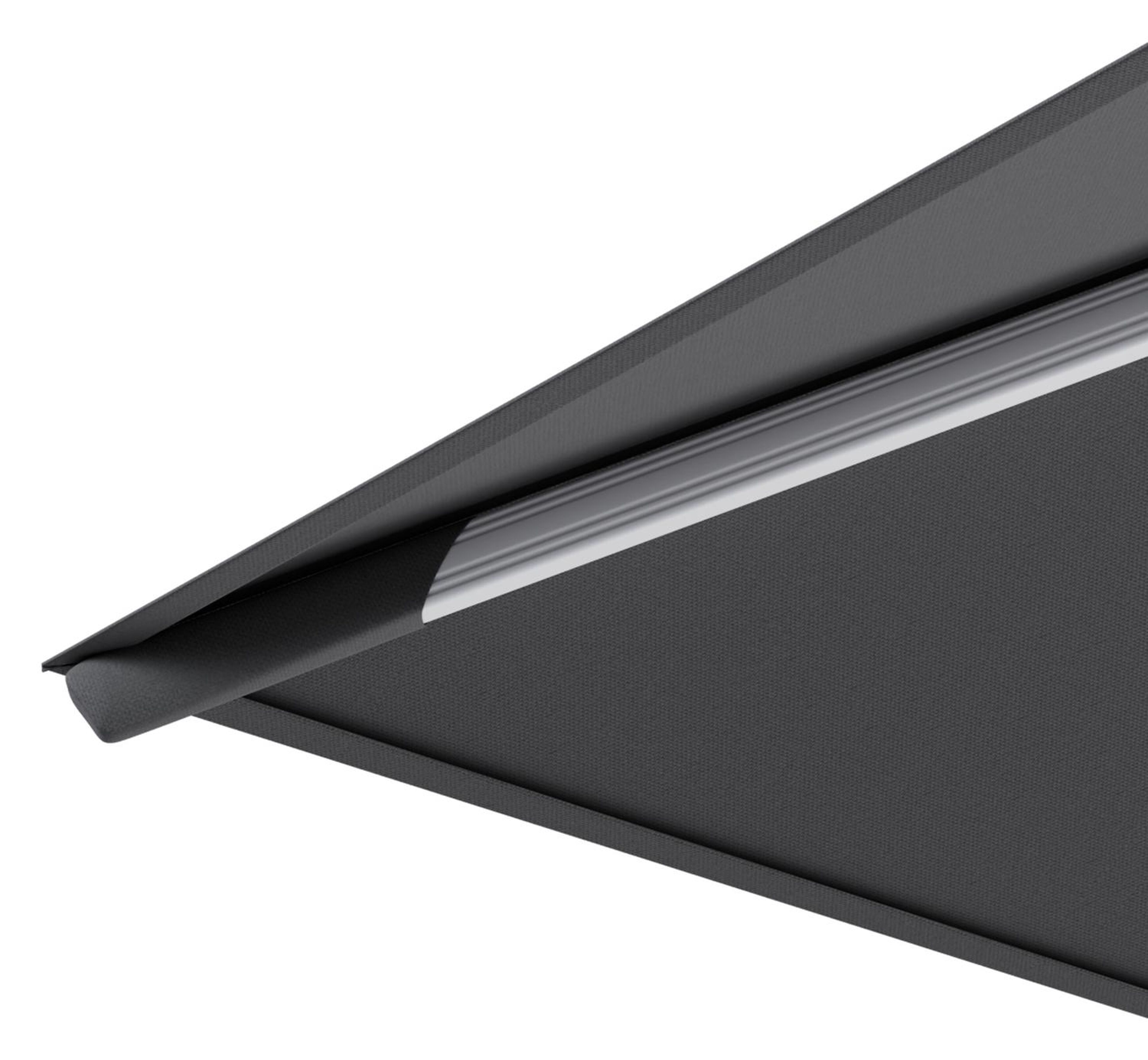 Parasol pendant Rufina avec fonction tilt en aluminium blanc avec toile de parasol en all weather sunbrella® luxe natte charcoal chine - Larg1 300 x Larg2 300 cm (sans pied de parasol)