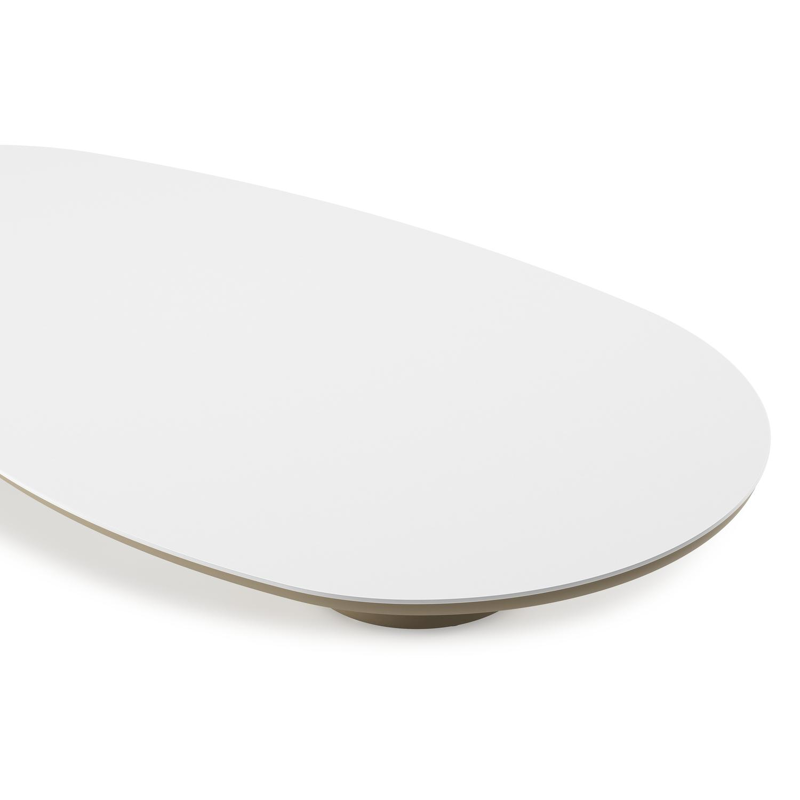 Amico loungetafel organisch in beige aluminium en volkeramiek Arctic White - L 170 x B 91 x H 25 cm