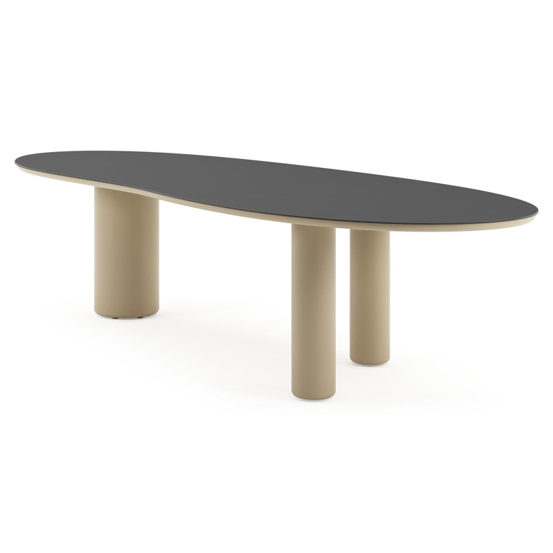 Amico tuintafel organisch in beige aluminium en volkeramiek Nero Black - L 320 x B 120 x H 73.5 cm