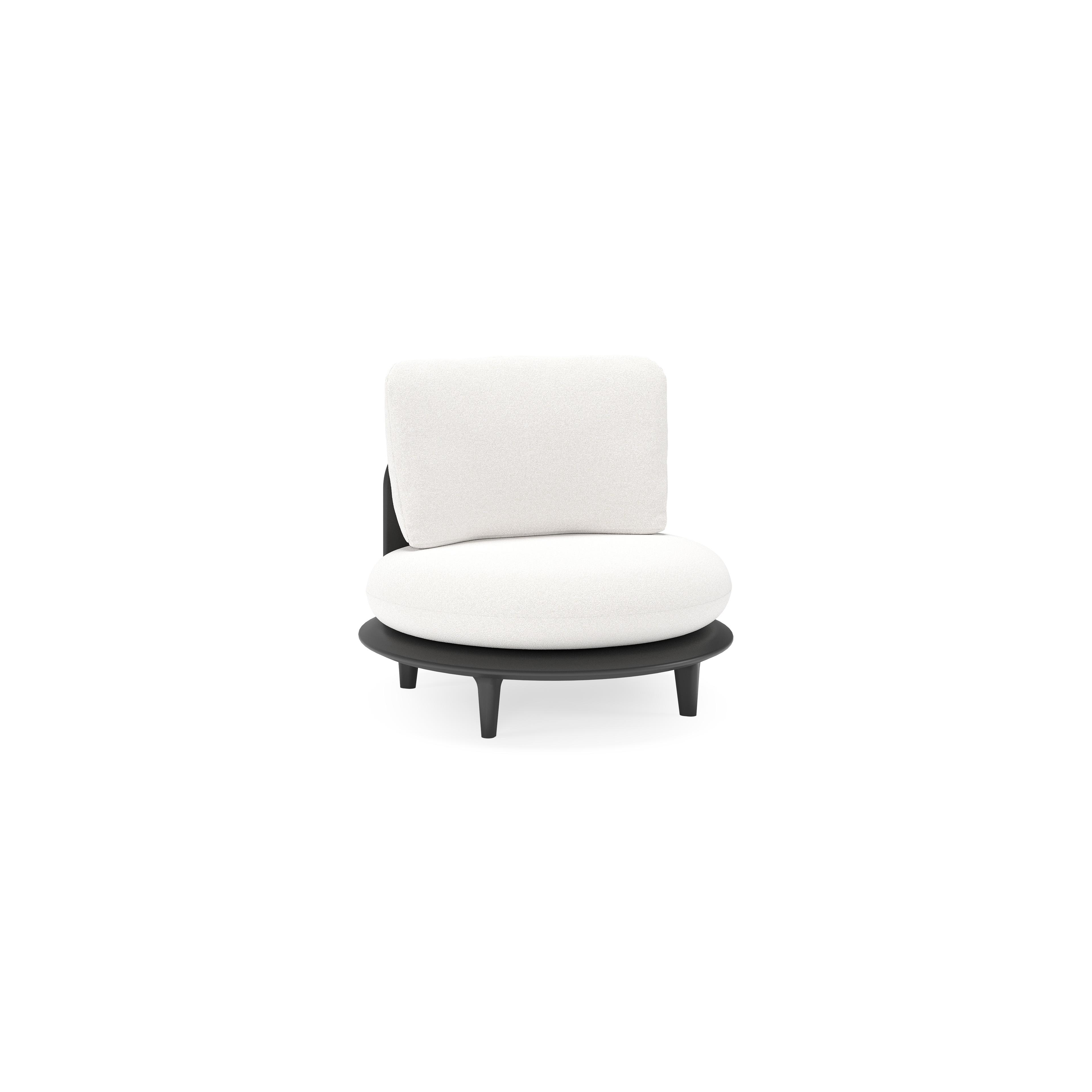 Bomero loungestoel in zwart aluminium met soul optik all weather solica kussen