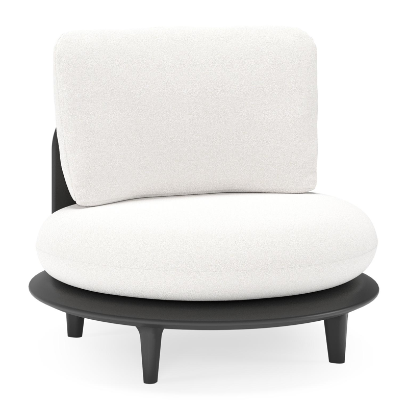 Bomero loungestoel in zwart aluminium met soul optik all weather solica kussen