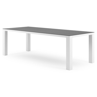 Nano tuintafel rechthoekig in wit aluminium en volkeramiek Basalt Black - L 240 x B 100 x H 75 cm