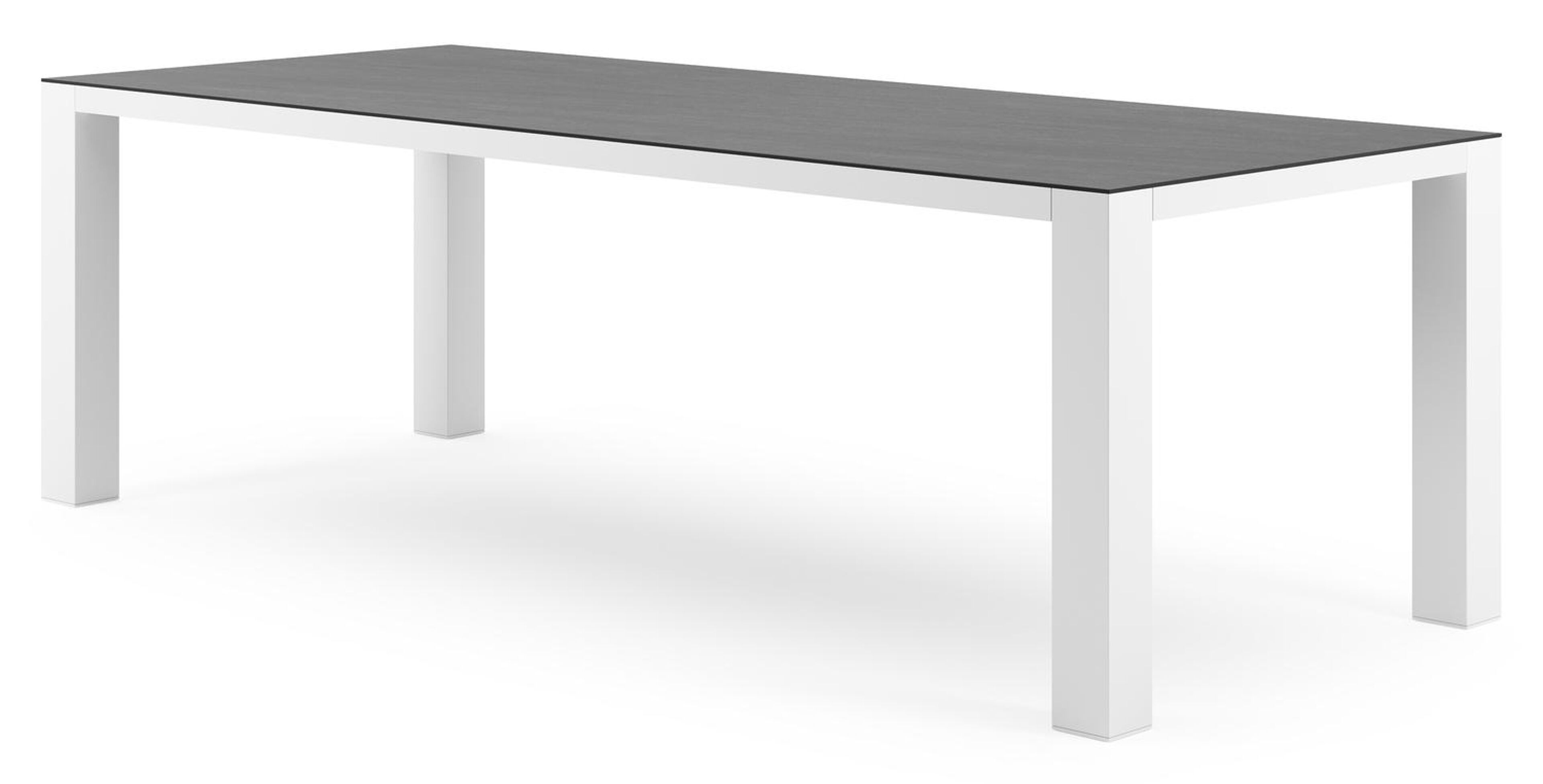 Nano tuintafel rechthoekig in wit aluminium en volkeramiek Basalt Black - L 240 x B 100 x H 75 cm