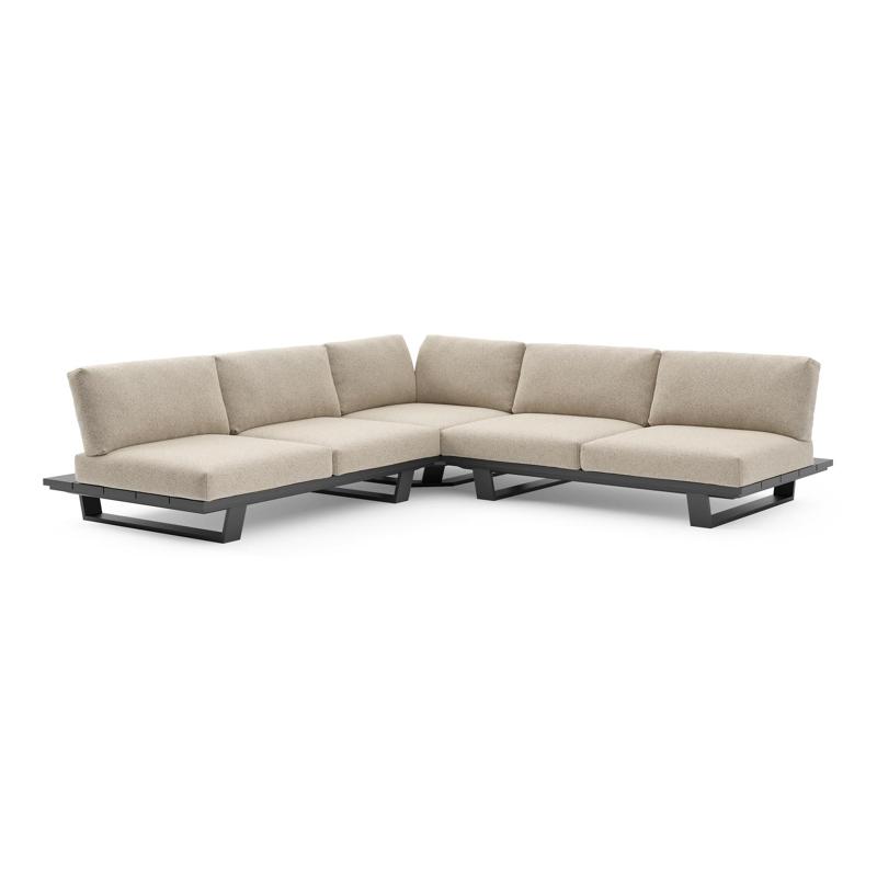 Pagino loungehoek in zwart aluminium met bora desert all weather cosytica kussen