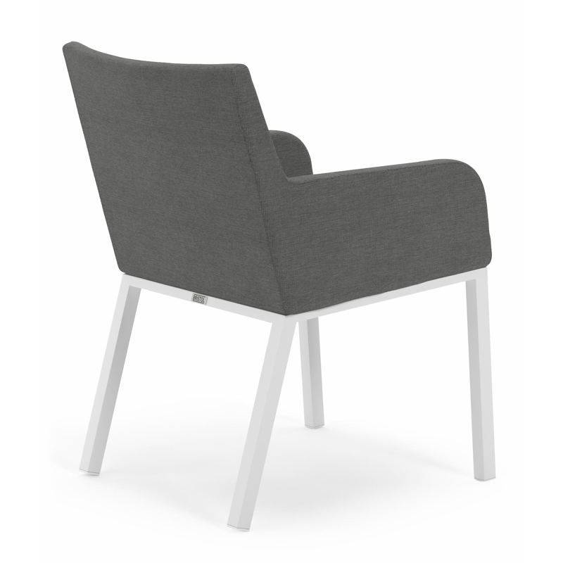 Reza tuinset in wit aluminium en grijs keramisch glas tafelblad met 6 Rivo tuinstoelen