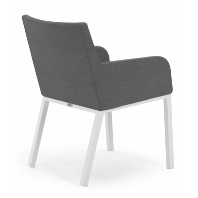 Aspra tuinset met verlengbare tafel in wit aluminium en grijs volkeramiek op glas tafelblad met 10 Rivo tuinstoelen