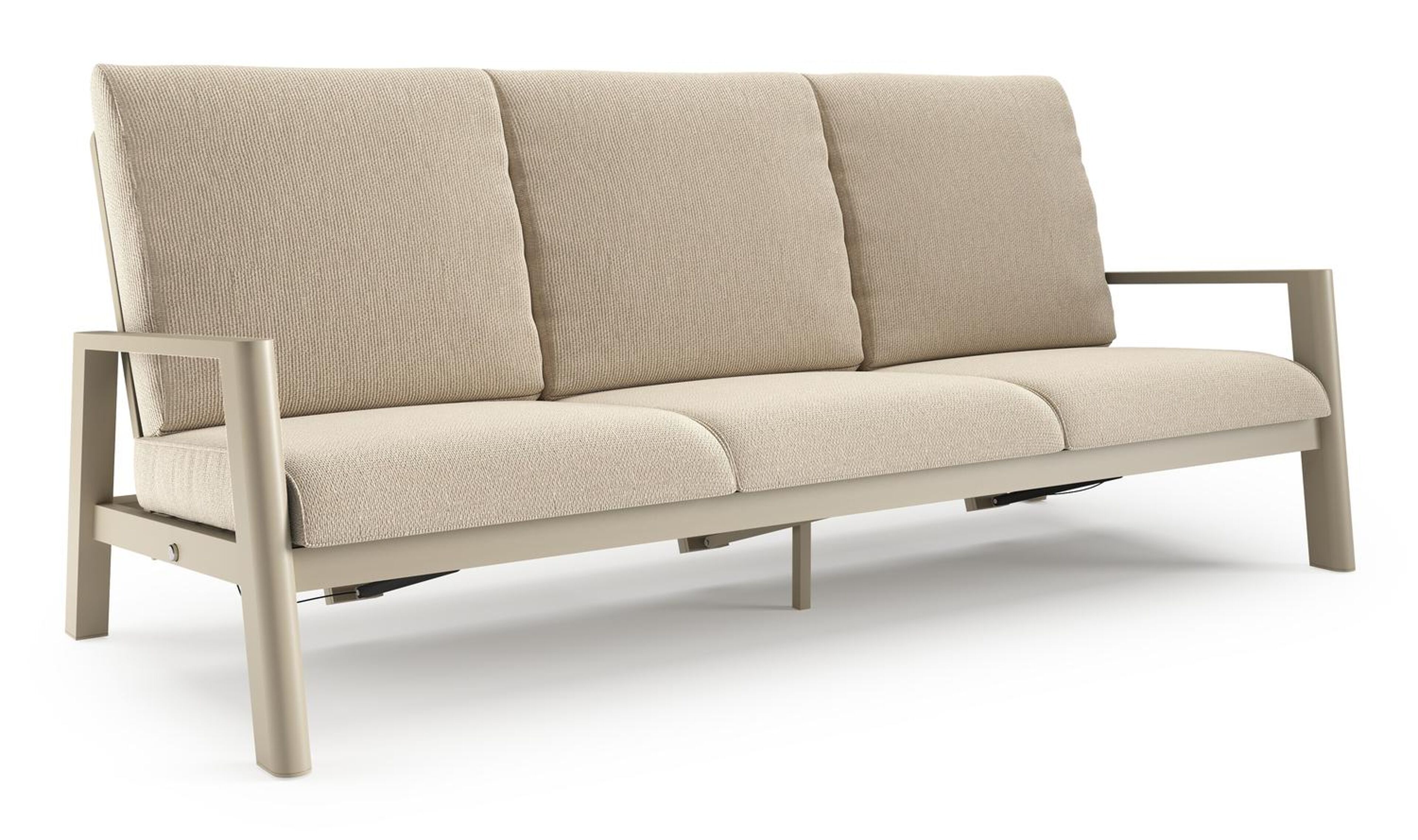 Cirello loungebank in beige aluminium met althea chalk all weather cosytica kussen