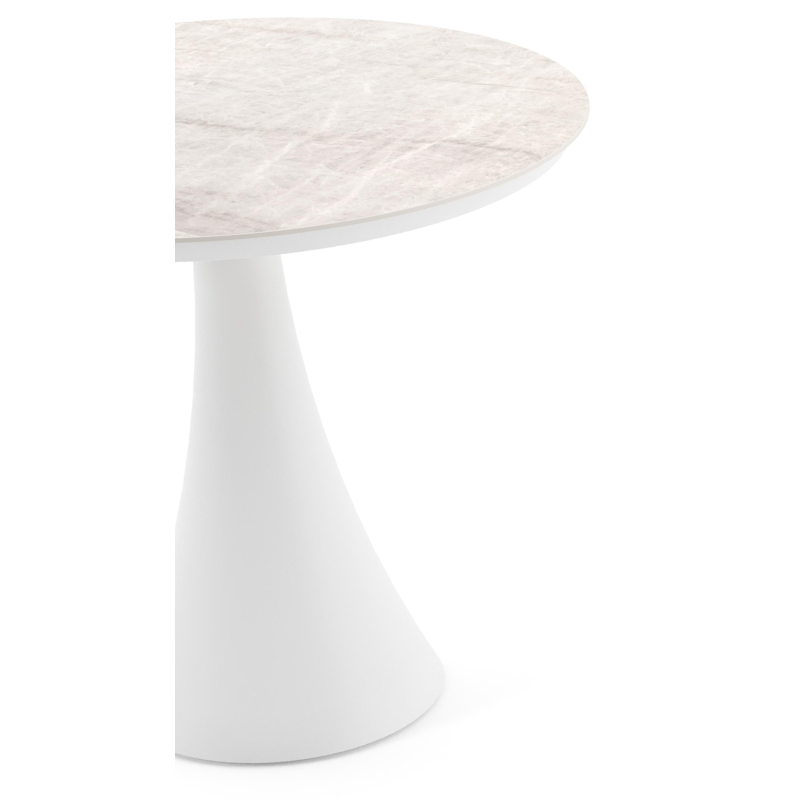 Fano tuintafel rond in wit aluminium en volkeramiek Taj Mahal - Dia. 85 x - Dia. 85 x H 75 cm