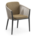 Aluminium noir et corde plate beige tissée verticalement