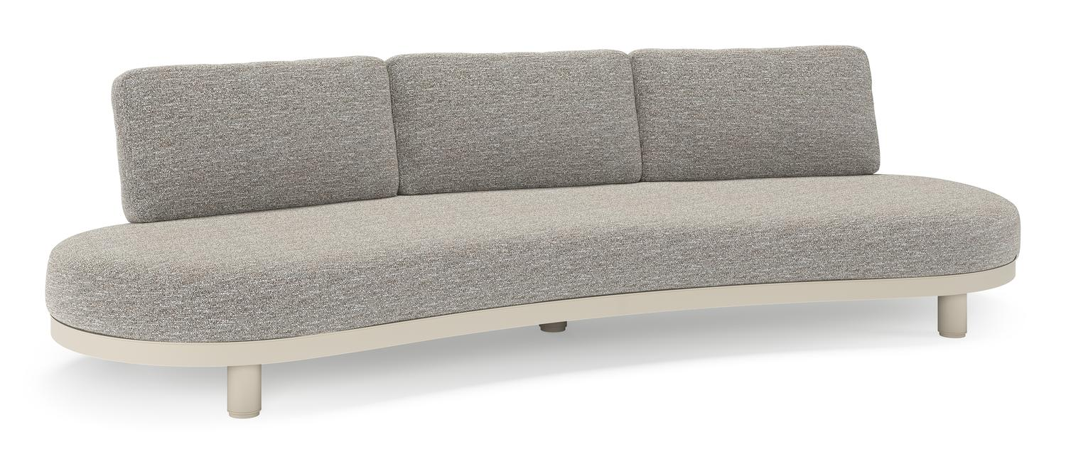 Canapé de jardin Donato en aluminium beige et coussins en all weather sunbrella® luxe Tundra Pepper