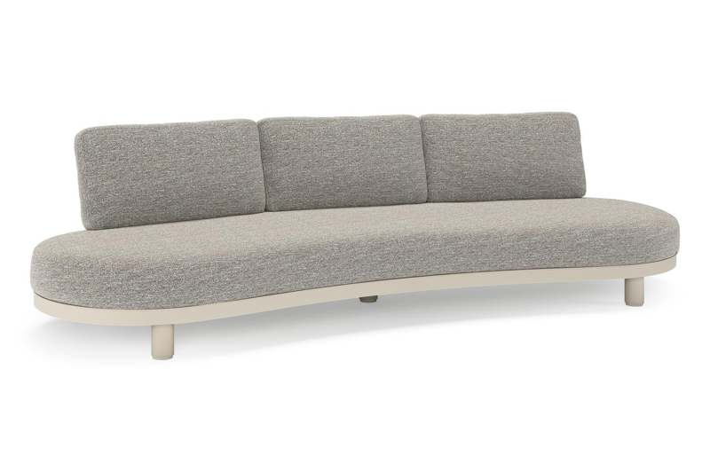 Donato loungebank in beige aluminium met all weather sunbrella® luxe Tundra Pepper kussen