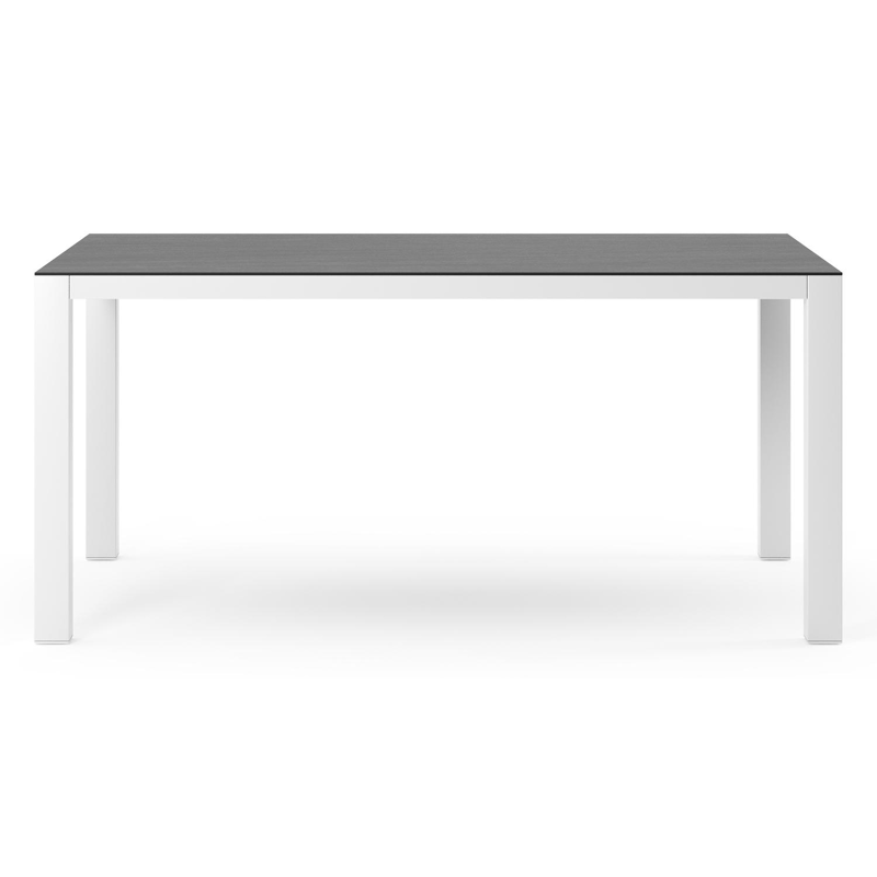 Como tuintafel in wit aluminium en volkeramiek Basalt Black - L 160 x B 100 x H 75 cm
