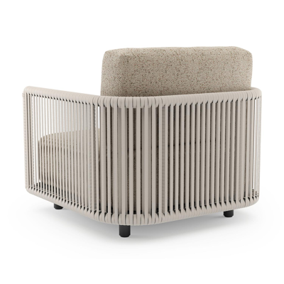 Organo loungestoel in zwart aluminium en beige verticaal geweven luxe vlakke rope met bora jungle all weather Cosytica kussen