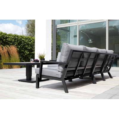Alcudia loungehoek in grijs aluminium met grijs polyester kussens en loungetafel