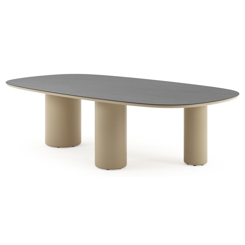 Amico tuintafel bombo xl in beige aluminium en volkeramiek Basalt Black - L 270 x B 148 x H 73.5 cm