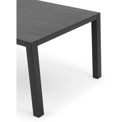 Como tuintafel in zwart aluminium en volkeramiek basalt black - L 160 x B 100 x H 75 cm