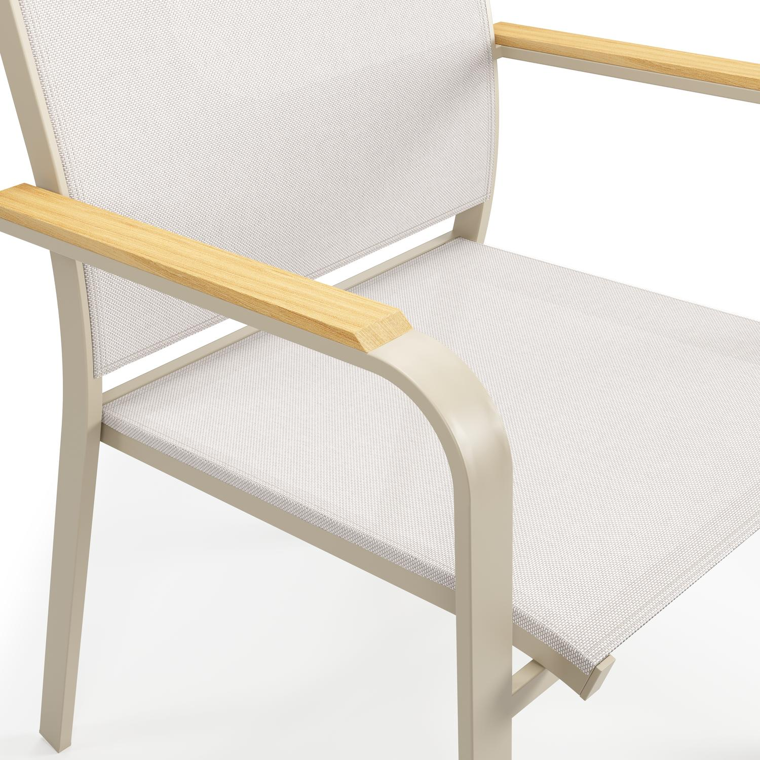 Mira ensemble de jardin rectangulaire arrondi en aluminium beige en sintered stone crema minerale avec 8 chaises de jardin Amalfi