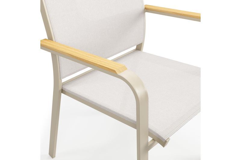 Amalfi tuinstoel in beige aluminium en beige single textilene