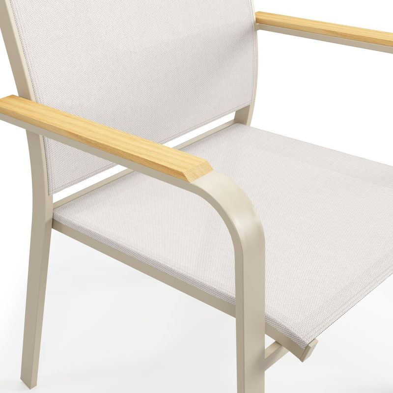 Amalfi tuinstoel in beige aluminium en beige single textileen