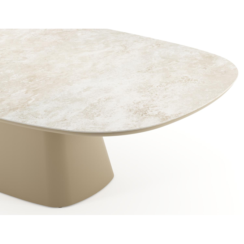 Table de jardin Amico bombo xl en aluminium beige et céramique pleine Rapolano - Lg. 270 x Lrg. 148 x Haut. 73.5 cm