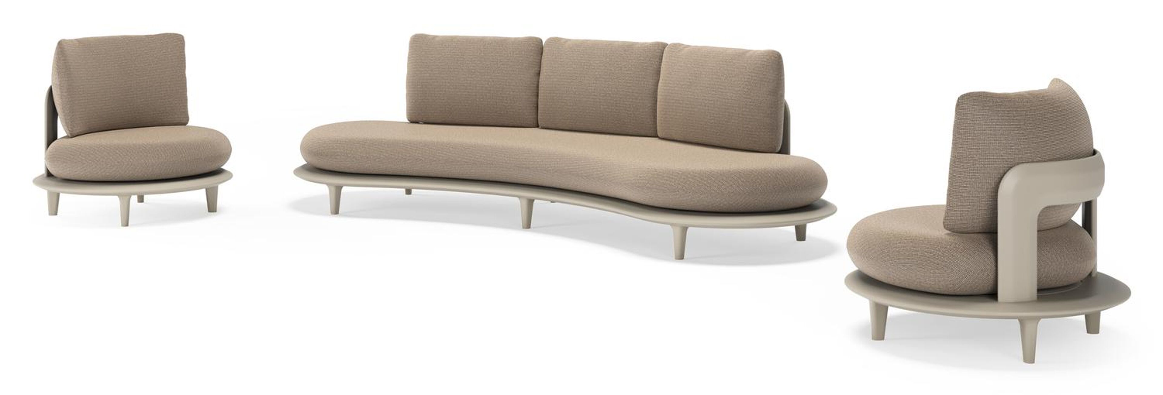 Bomero loungeset in beige aluminium met firenze earth all weather solica kussen
