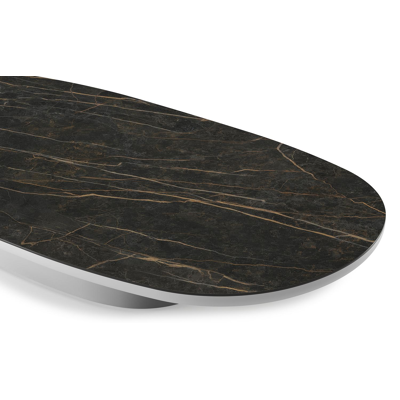 Amico loungetafel bombo in wit aluminium en volkeramiek Black Obsession - L 171 x B 89 x H 24 cm