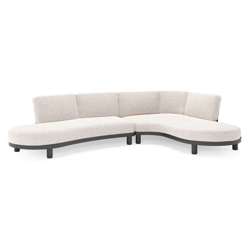 Donato loungehoek in zwart aluminium met all weather sunbrella® luxe Tundra Sand kussen