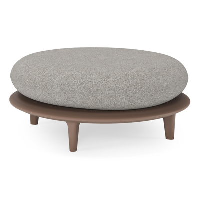 Bomero poef in taupe aluminium met tundra charcoal all weather sunbrella® luxe kussen