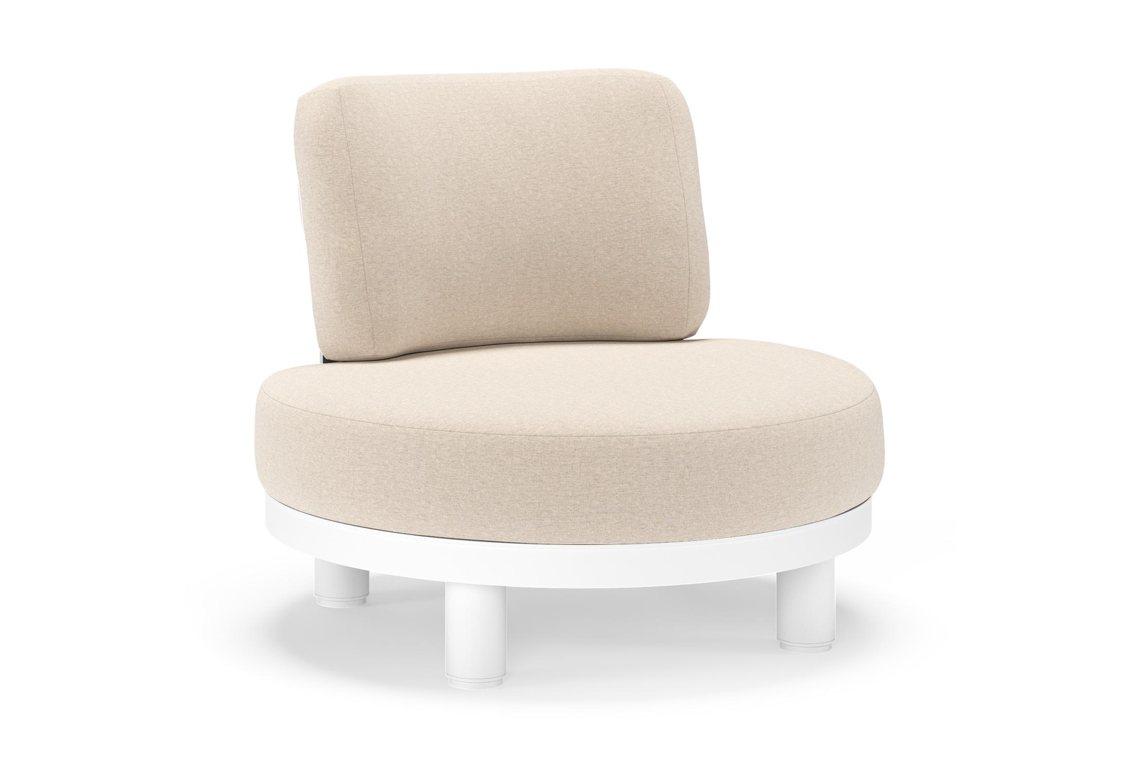 Donato loungestoel in wit aluminium met all weather sunbrella® luxe Heritage Ash kussen