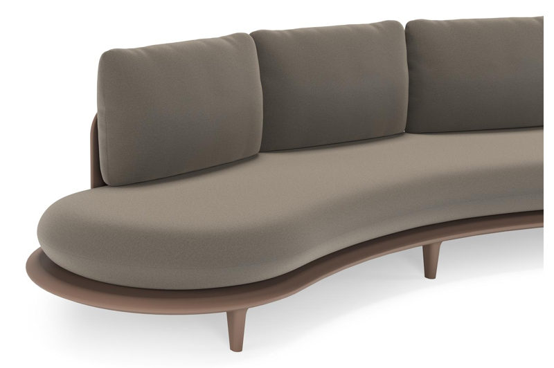 Bomero loungebank in taupe aluminium met natte carbon beige all weather sunbrella® luxe kussen