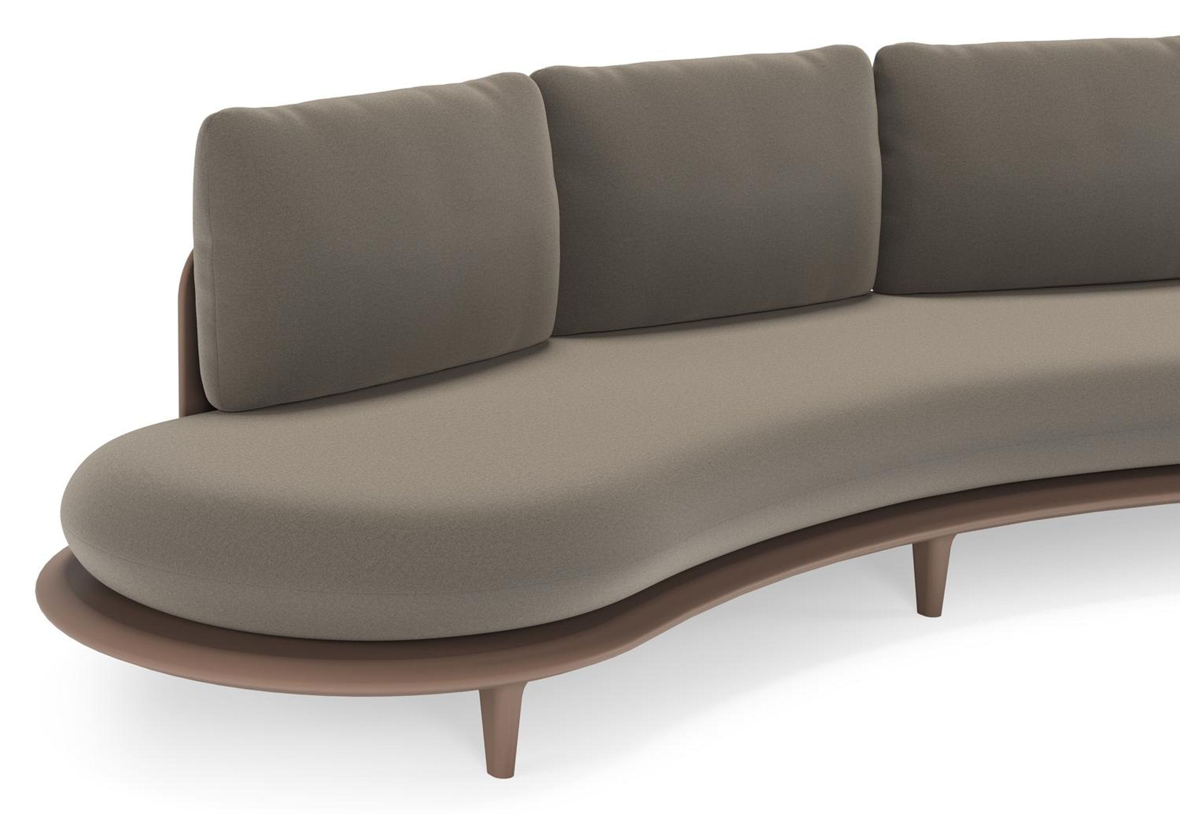 Bomero loungebank in taupe aluminium met natte carbon beige all weather sunbrella® luxe kussen