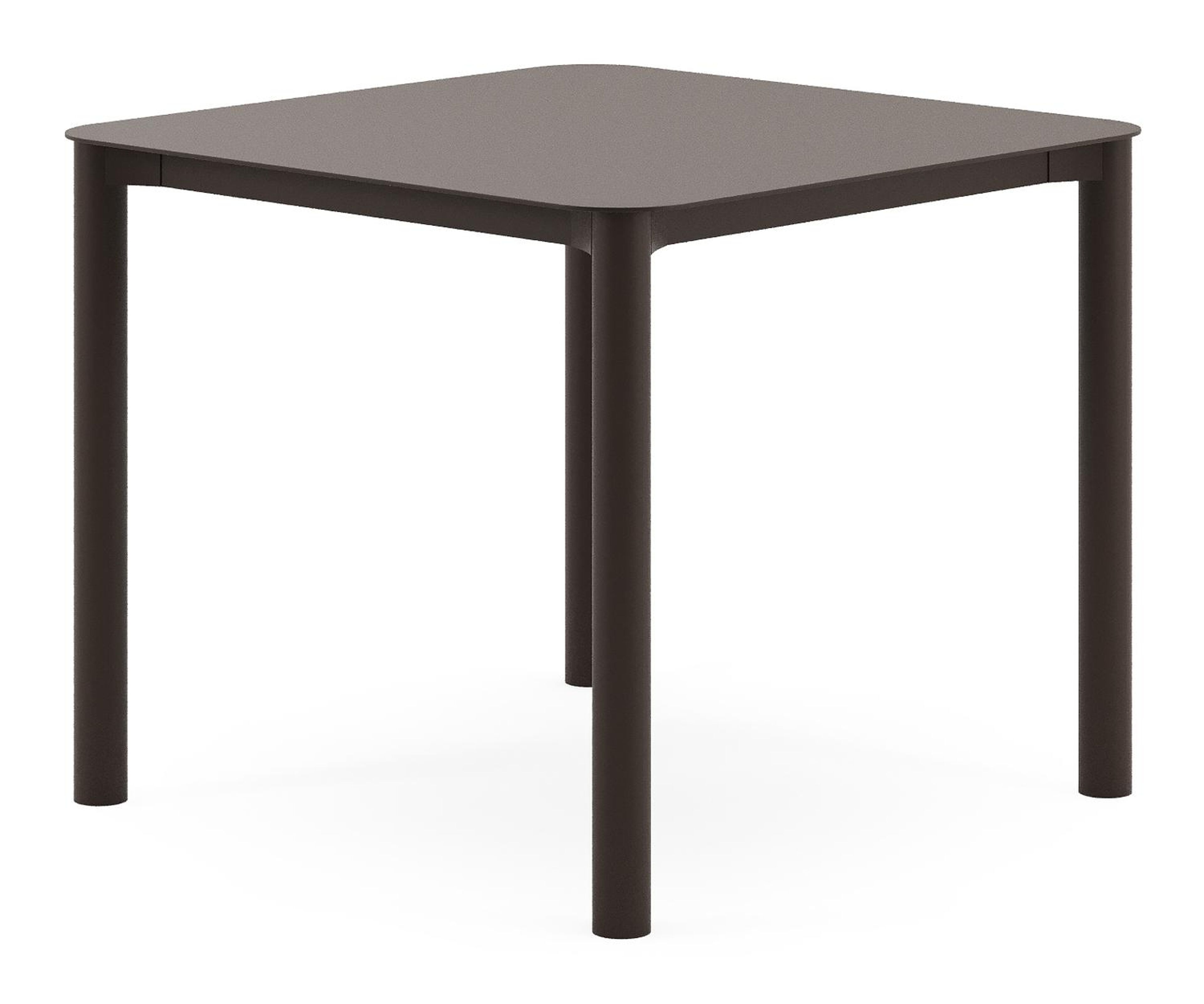 Table de jardin rectangulaire Orso arrondie en aluminium brun foncé - Lg. 90 x Lrg. 90 x Haut. 75 cm