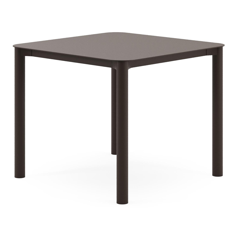 Orso tuintafel rechthoekig afgerond in donkerbruin aluminium - L 90 x B 90 x H 75 cm