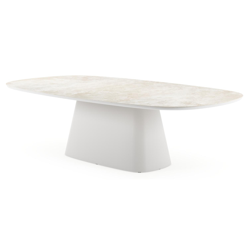 Amico tuintafel bombo xl in wit aluminium en volkeramiek Rapolano - L 270 x B 148 x H 73.5 cm