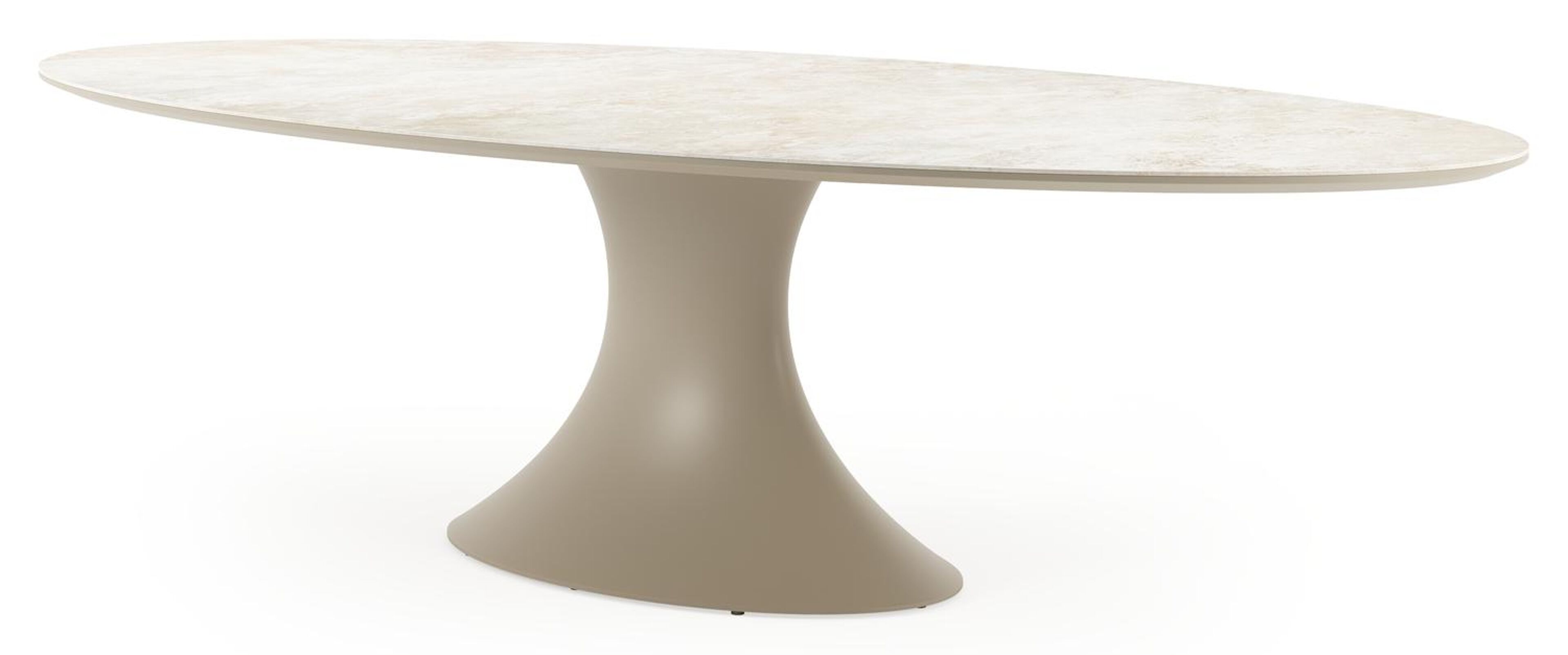 Table de jardin Fano ovale en aluminium beige et céramique pleine Rapolano - Lg. 290 x Lrg. 148 x Haut. 75 cm