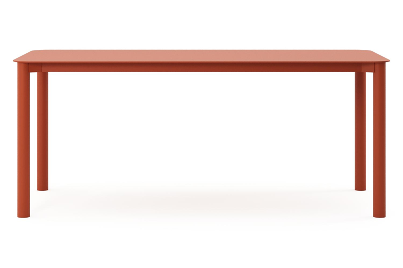 Table de jardin rectangulaire Orso arrondie en aluminium brun rouille - Lg. 200 x Lrg. 80 x Haut. 74,5 cm