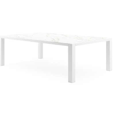 Nano tuintafel in wit aluminium en volkeramiek calacatta - L 240 x B 148 x H 75 cm
