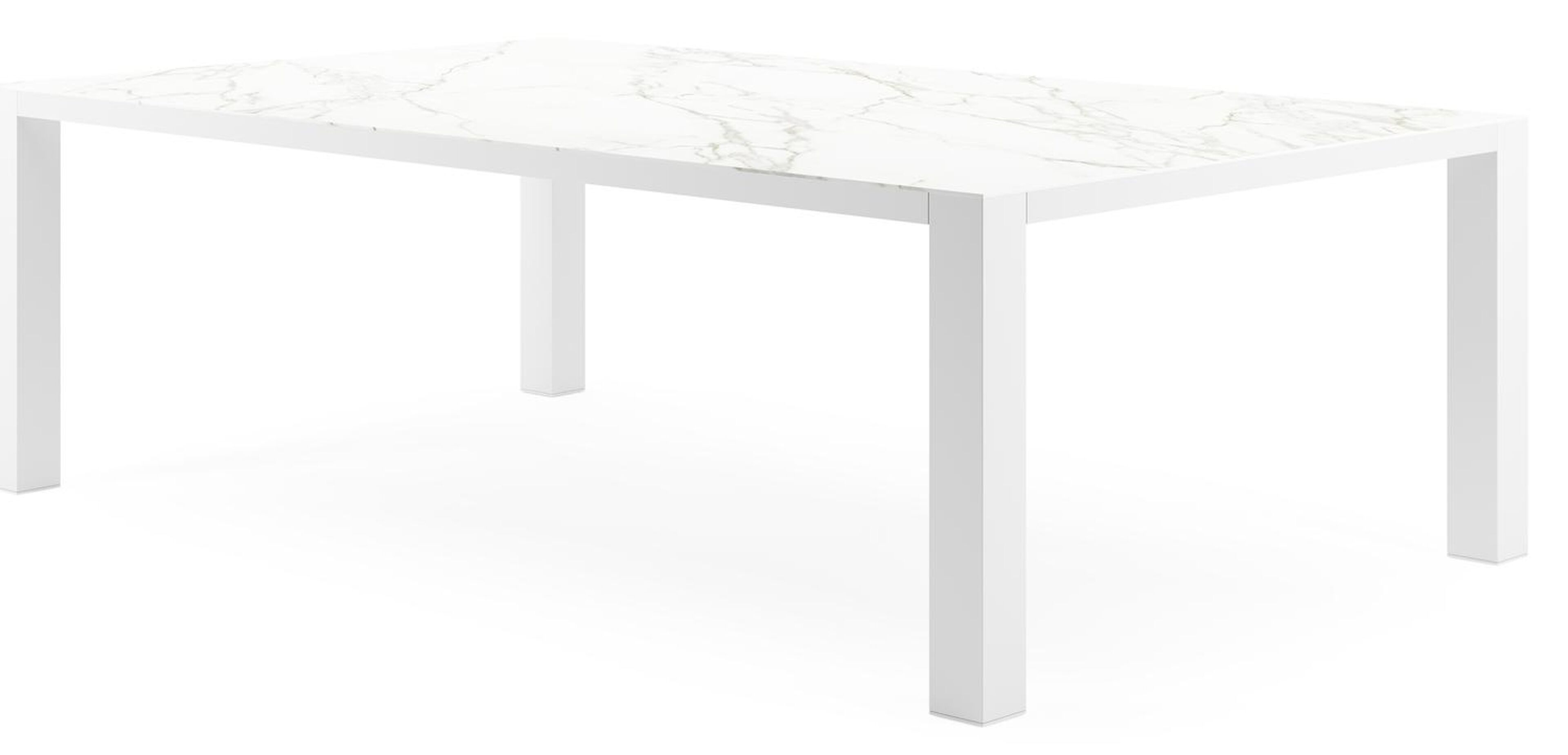 Nano tuintafel rechthoekig in wit aluminium en volkeramiek calacatta - L 240 x B 148 x H 75 cm