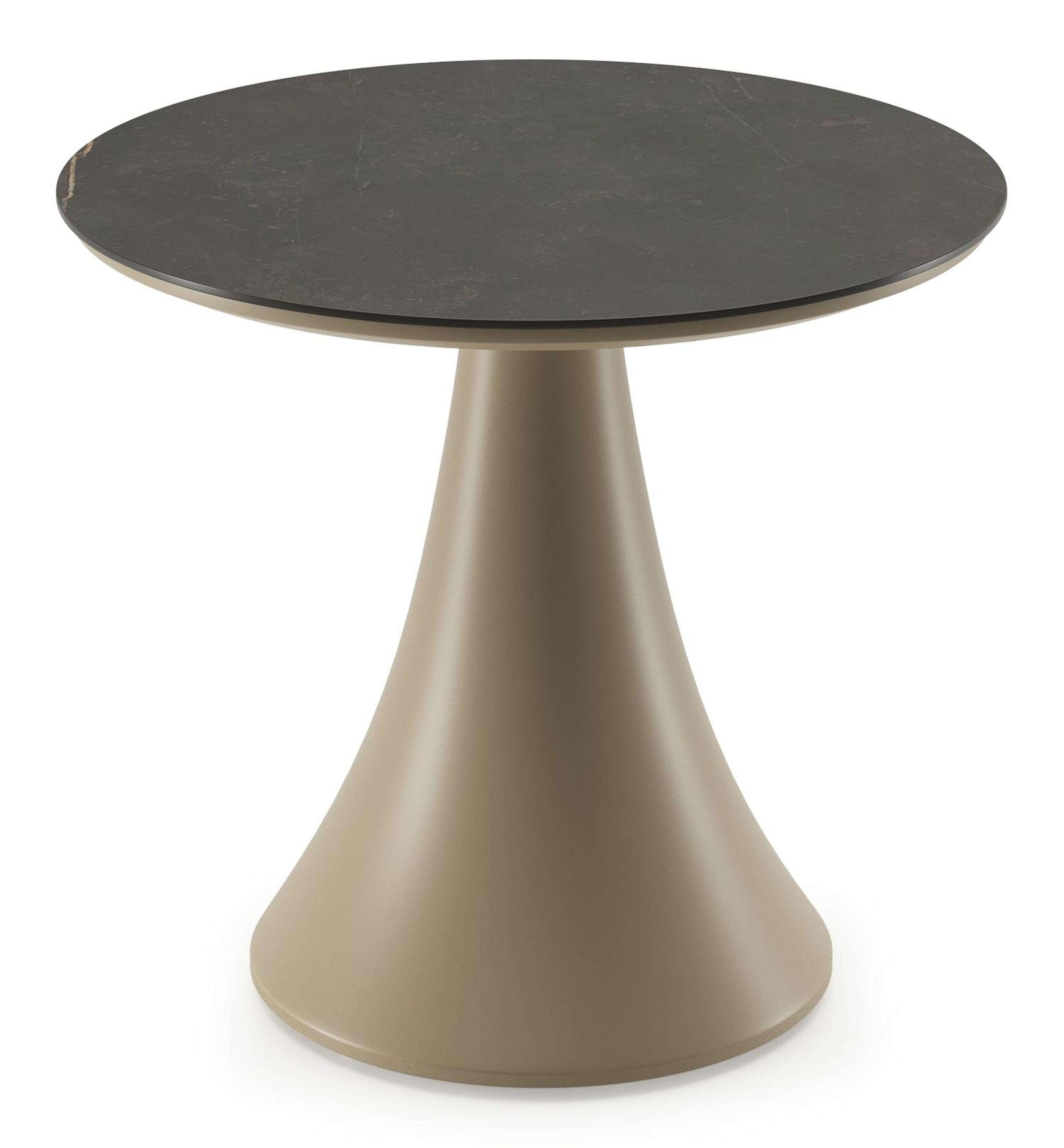 Fano low dining loungetafel rond in beige aluminium en volkeramiek Calatorao - Dia. 65 x H 55 cm